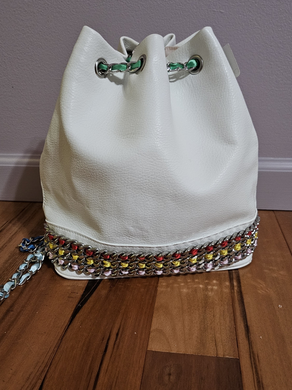 Betsey Johnson Chain of Command Backpack, White